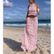 thumbnail image 5 of Conjunto de Dos Piezas de Falda Larga para Mujer, con Cuello Halter, Espalda Descubierta y Falda Larga para Salir en la Playa. Conjunto de Dos Piezas. Rosa XXL, 5 of 7