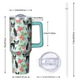 thumbnail image 2 of OBREWU Boston Terriers and Flowers Tumbler with Handle and Lid,Boston Terriers and Flowers 40oz Double Wall Vacuum Insulated Tumbler,Cups Gift for Women and Men, 2 of 7