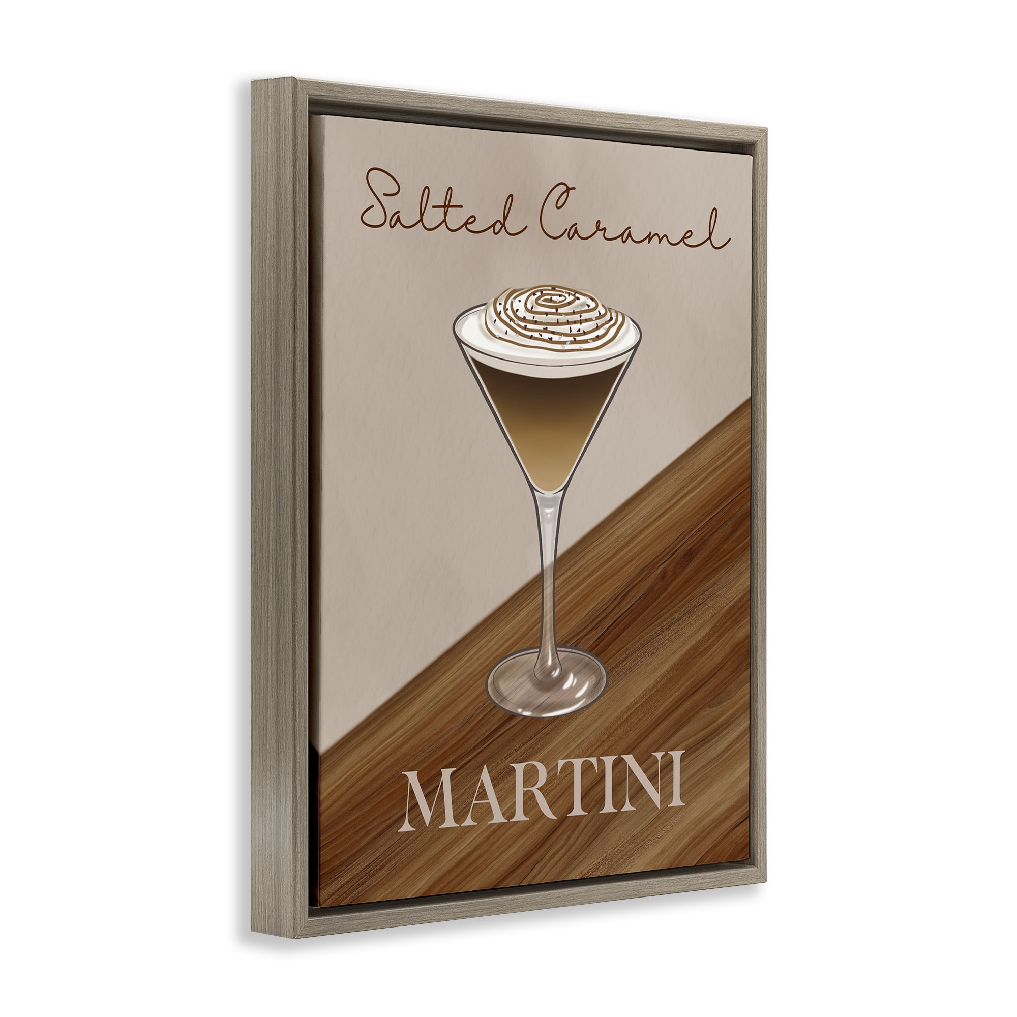 Stupell Industries Salted Caramel Martini Brown Framed Floater Canvas Wall Art, design by Marcus Prime