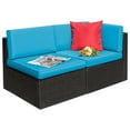 thumbnail image 2 of Devoko 2 Pieces Patio Sectional Set Outdoor Rattan Loveseat with Cushions & Red Pillow, Bule, 2 of 7