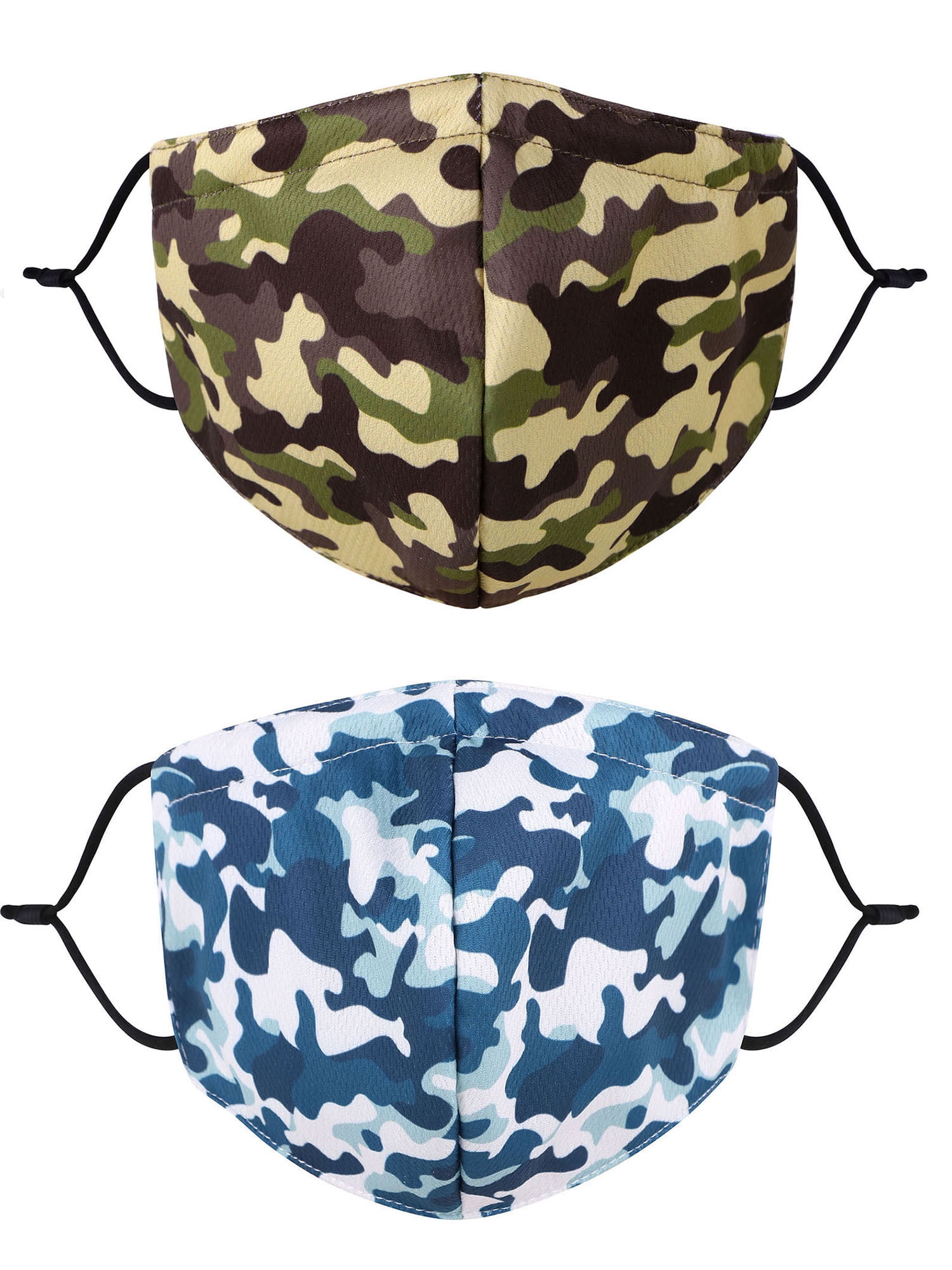 2 Pack Cloth Face Mask Reuseable Washable Print Mouth Mask Cover Army