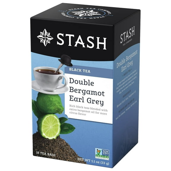 Double Bergamot Earl Grey Tea, 18 Bags Stash Tea (Pack of 2)