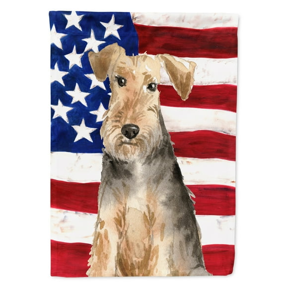 Patriotic USA Welsh Terrier House Flag