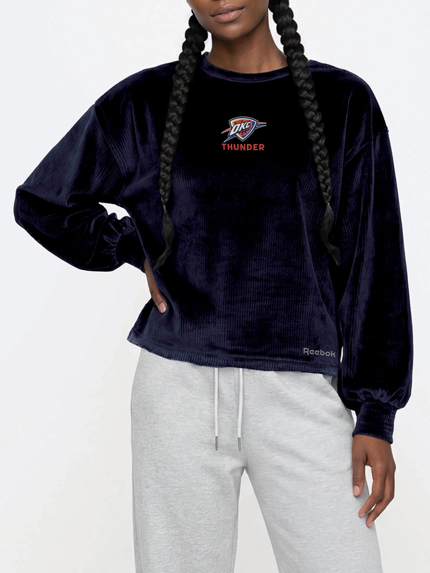 Oklahoma City Thunder Reebok Womens Crew Neck Pullover with Balloon Sleeves