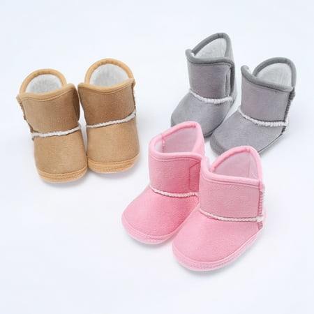 

baozhu 0-18M Newborn Baby Cute Boots Winter Infant Soft Sole Anti-Slip Shoes Toddler Solid Snow Warm Boots