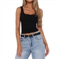thumbnail image 3 of Sujetador Deportivo Henley de Canalé para Mujer - Top Corto de Yoga con Espalda Cuadrada y Relleno, con Almohadillas Integradas Negro S, 3 of 8