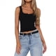 thumbnail image 3 of Sujetador Deportivo Henley de Canalé para Mujer - Top Corto de Yoga con Espalda Cuadrada y Relleno, con Almohadillas Integradas Negro S, 3 of 8
