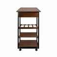 thumbnail image 5 of Solid Wood Small 4-Tier Rolling Kitchen Cart with Wine Rack and Drawer, 5 of 6