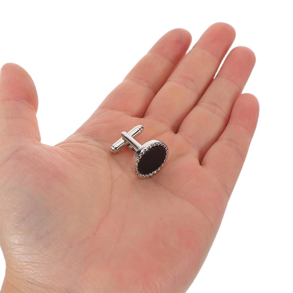 ELAYARD 8Pcs Black Round Acrylic Cufflinks for Mens Formal Business and Wedding Suit