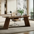 thumbnail image 2 of Finmind Large Computer Desk, 70.87-Inch Office Executive Desk with Slanted Legs, Modern Simple Study Writing Table for Home Office, Rustic Brown, 2 of 8