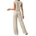 thumbnail image 2 of Women'S 2 Piece Outfits Linen Vest Waistcoat Dressy Casual Sets Wide Leg Pants Suits Cream White M, 2 of 7