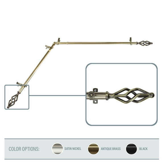 Domovina Vinci 13/16" Corner Curtain Rod-Color:Antique Brass,Size:66-120"