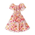 thumbnail image 3 of WOYY Tween Girls Floral Tiered Dress Short Puff Sleeve Summer Beach Dress, Sizes 8-17, 3 of 3