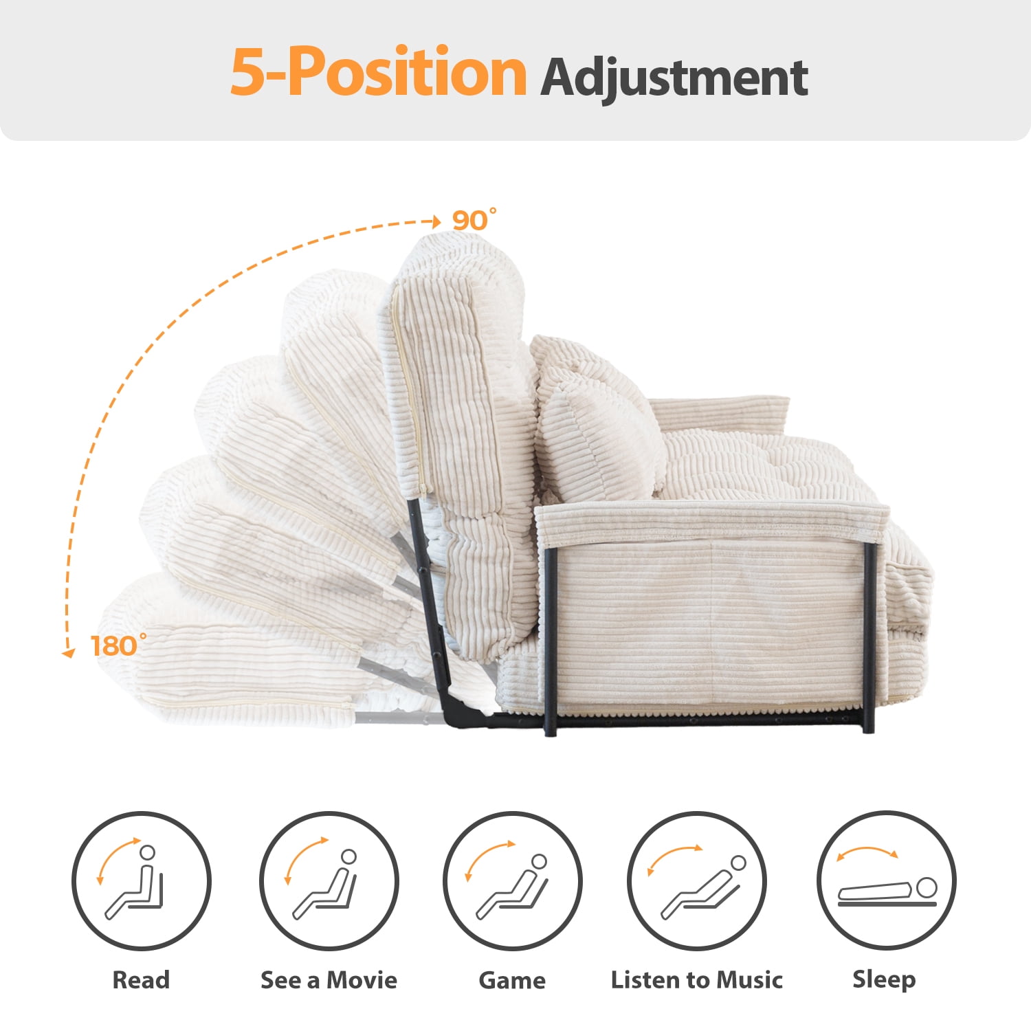 GOODONE Convertible Floor Sofa,Bean Bag Sofa with Pillows,Multifunctional Lazy Sofa with Pillows,Adult Reading Chair,Suitable for Bedroom or Living Room,Beige,Loveseat