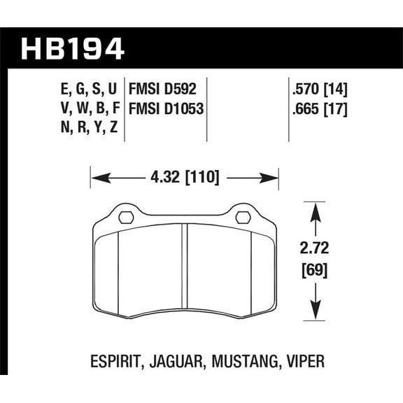 Hawk 92-00 Dodge Viper / 00 Mustang Cobra SVT HPS Street Front Brake Pads