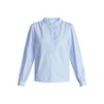 thumbnail image 6 of Time and Tru Women's Ruffle Neck Button Front Cotton Shirt with Long Sleeves, Sizes XS-XXXL, 6 of 6