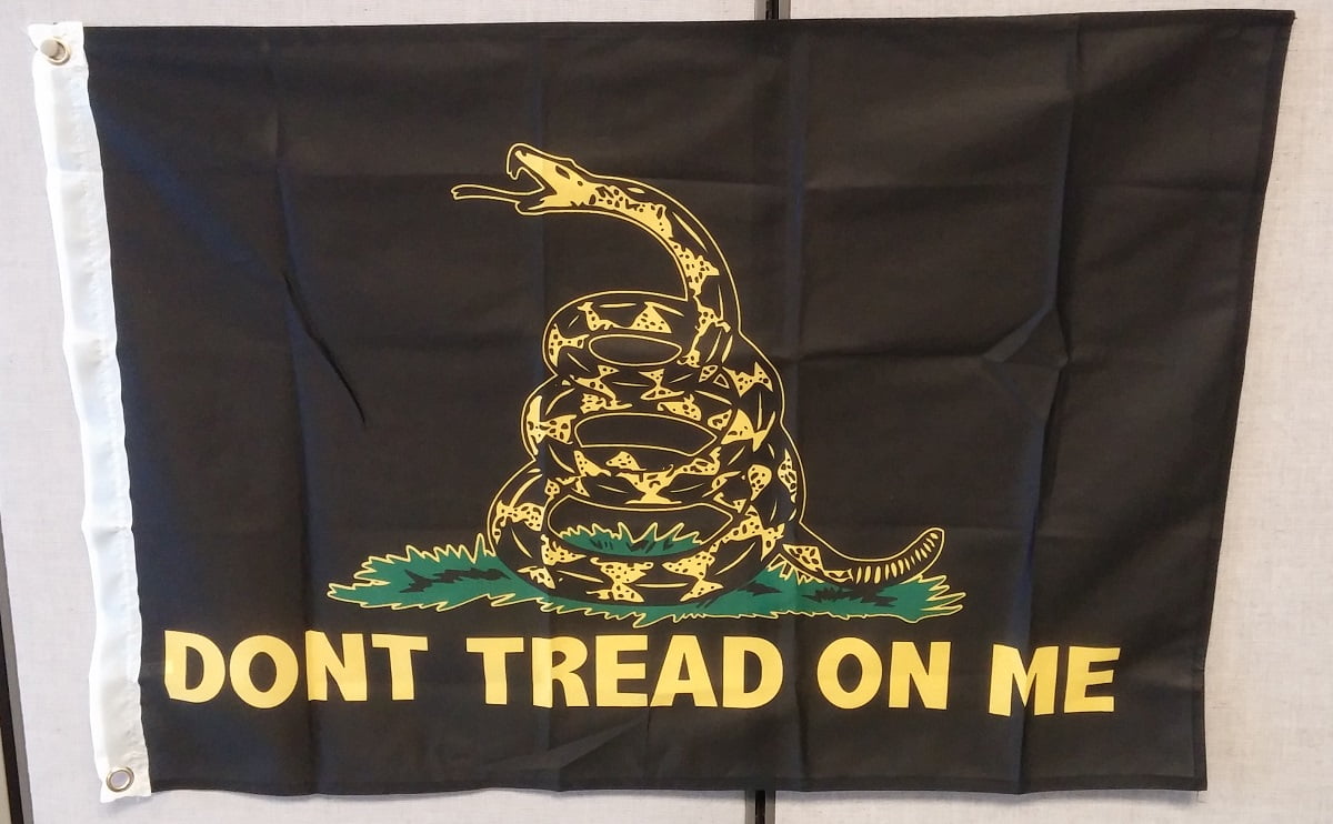 3x5 Black Gadsden Don't Tread Tea Party Protest 3'X5' Nylon Poly Blend Flag 