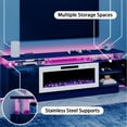 thumbnail image 5 of Waleaf 70" Fireplace TV Stand with Glowing Acrylic Pillars, 36" Electric Fireplace for TVs Up to 80", High Gloss Entertainment Center with 20-Color LED Lights, Black, 5 of 7