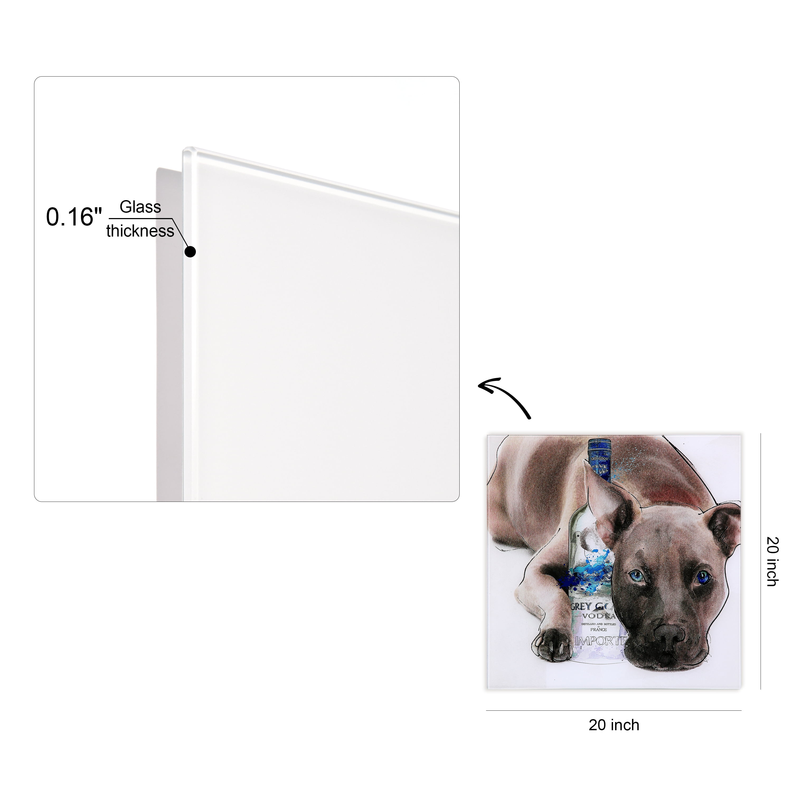Empire Art Direct I Like What I Like Frameless Free Floating Tempered Glass Panel Graphic Dog Wall Art, 20" x 20", Ready to Hang