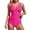 Hot Pink, variant on uvwlwu Women's Two Piece Tankini Swimsuit Deep V Neck with Tropical Print High Waist Bottoms,M