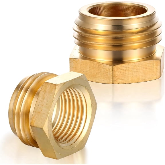 2 Pack G 1/2” BSP Female to GHT 3/4 Male Hose Adapter Garden Brass Garden Hose Fitting, Threaded Pipe Adapter Connector, Hose Coupler Water Hose Adapter Garden Hose Swivel