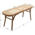thumbnail image 2 of Farmhouse Wood Bench Seat Small Rattan Cane Bench Wicker Bench for End of Bed Living Room Entryway Foyer Indoor, Weave Bench, 2 of 7