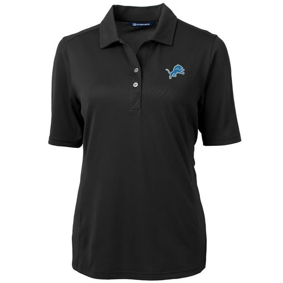 Women's Cutter & Buck Black Detroit Lions Virtue Eco Pique Recycled Polo