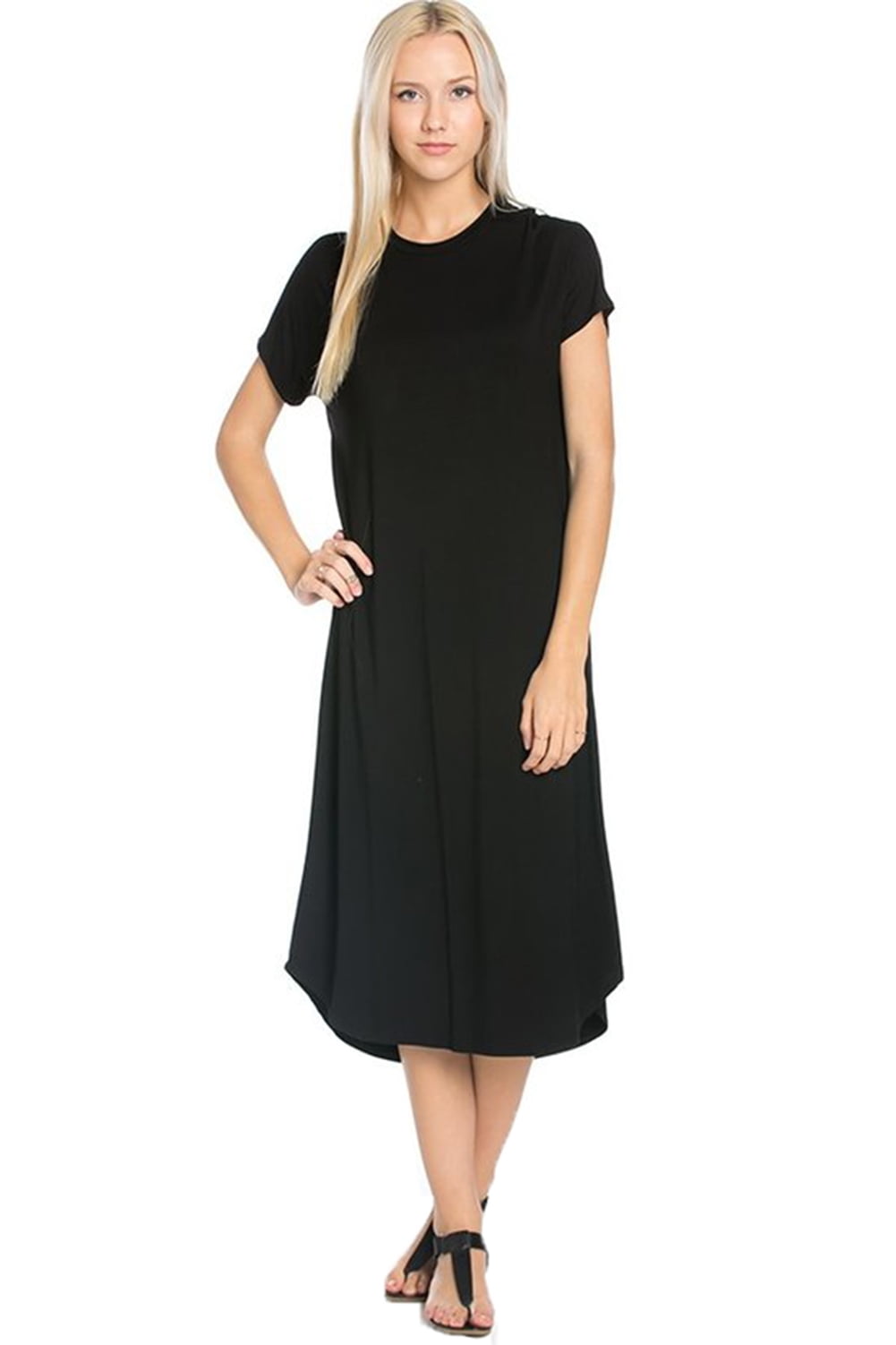 black midi swing dress