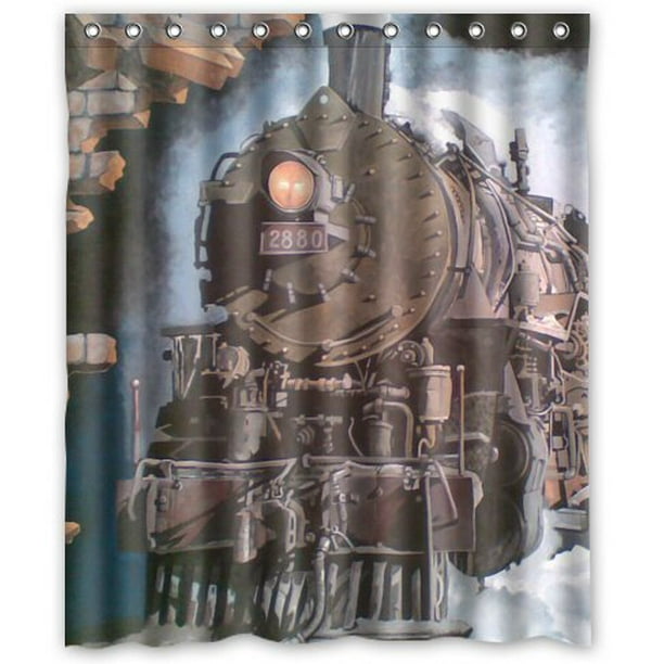 HelloDecor Train steam engines Shower Curtain Polyester Fabric Bathroom