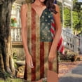 thumbnail image 2 of Hwmodou Women Dresses Casual Round Neck Hollow Ring Colorful Independence Day Printed Sleeveless Vacation Simple Dress Holiday Ladies Sundress, 2 of 5