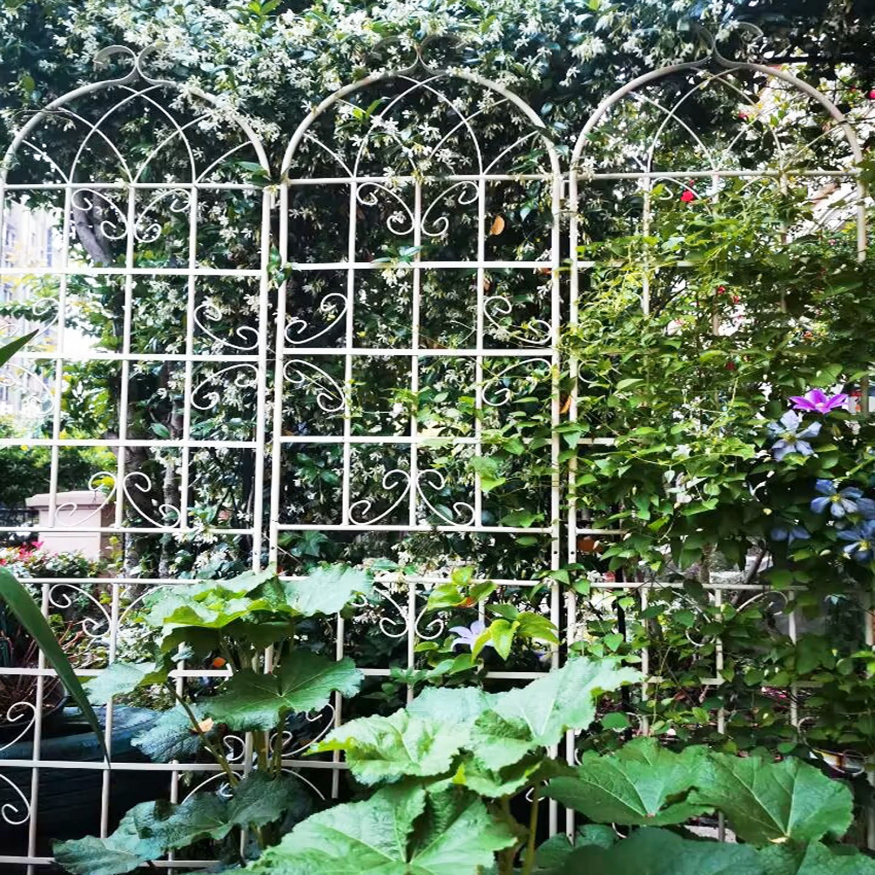 2 Pack Large Garden Trellis 86.7" H x 19.7" W Heavy Duty Rustproof White Iron Plant Trellis for Potted Plant Support Metal Climbing Rose Trellis Vine Vegetable Cucumber