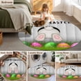 thumbnail image 5 of Round Rug 5Ft Washable Non-Slip, Grey Bunny Easter Circle Area Rugs for Living Room Bedroom, Green Pink Eggs Rabbits Farmhouse Indoor Floor Mats Carpet Runner for Home Decor Aesthetic, 5 of 8