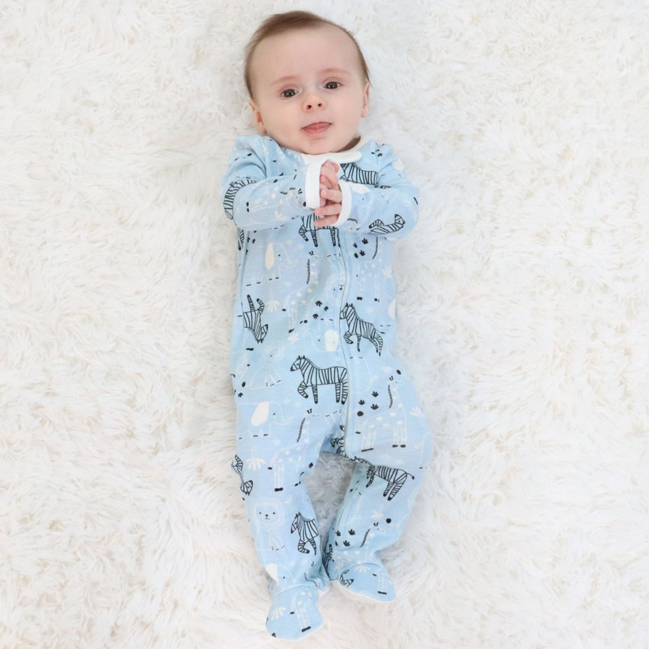The Peanutshell Newborn Layette Gift Set for Baby Boys, Blue Safari, 30 Essential Pieces, 0-3 Months