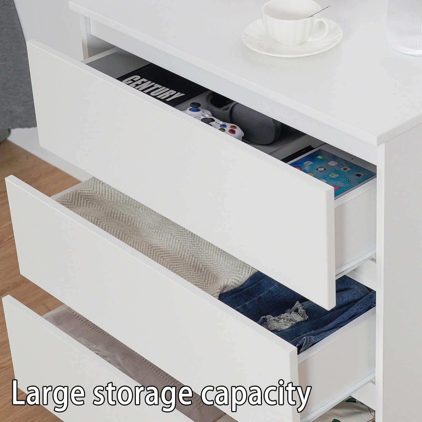 Hommpa White Dresser for Bedroom, 3 Drawers dresser for closet, Small Chests of Drawers for Adult, 30" Tall Nightstand Wood Storage Cabinet for Living Room, Hallway, Entryway
