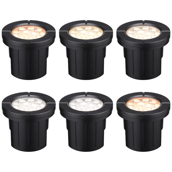 6 Pack 5W LED Well Light, 12-24V Low Voltage Flat Top In-Ground Lighting, IP67 Waterproof Landscape Lights
