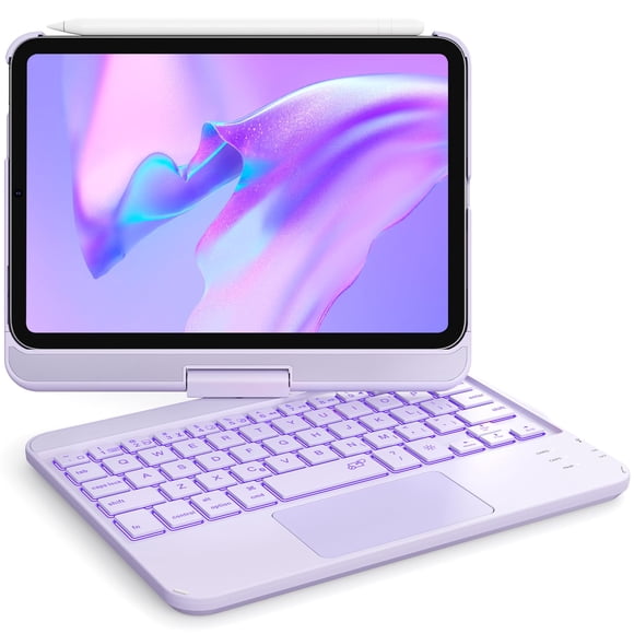 GreenLaw Keyboard Case for iPad mini 7(2024) & Mini 6 (2021) 8.3", Smart Touchpad, 7 Color Backlit, Type-C Rechargeable, 360° Rotate Keyboard Cas
