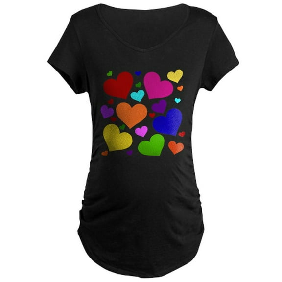 CafePress - Rainbow Hearts Maternity Dark T Shirt - Maternity Dark T-Shirt