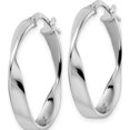 thumbnail image 2 of Sterling Silver Jbsp's Rhod-Plated Polished Oval Twisted Hoop Earrings (28.15 X 23.2) Made In Italy qle1365, 2 of 5