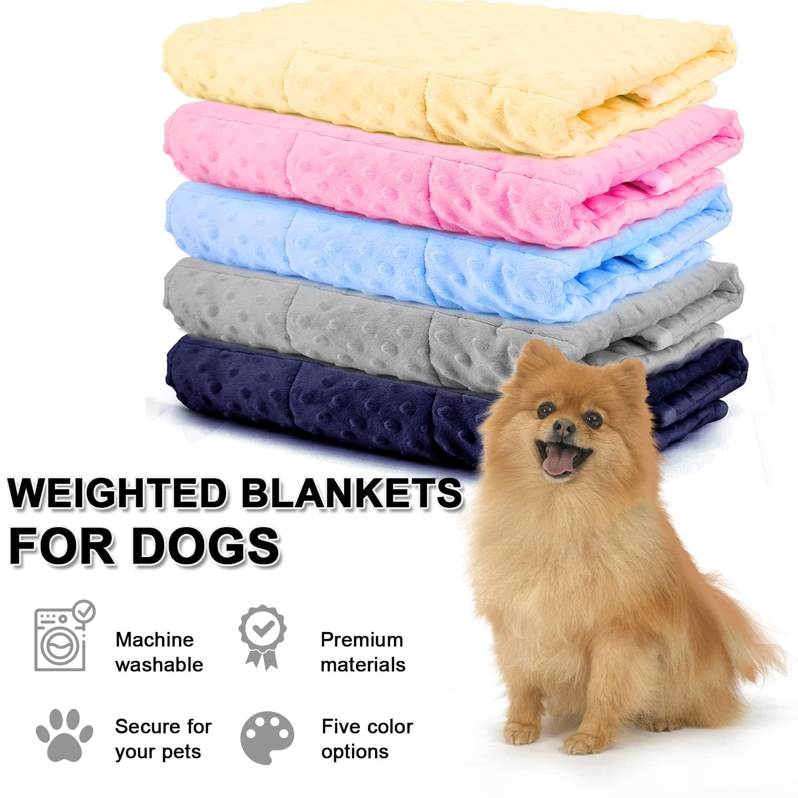 Weighted Blanket For Pets | Thunder Dogs Anxiety Premium Soft Minky Relaxation & Calming Anti Used In Car  Bed Couch Dark Blue Washable Medium (32"x40")