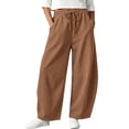 thumbnail image 2 of SAWOBUUN Wide Leg Pants for Womens Corduroy Baggy Barrel Pants High Waisted Drawstring Casual Pants with Pockets, 2 of 8