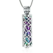 Cremation Urn Pendant Necklace with Hollow Cylinder Vial Keepsake Urn Cremation Jewelry Memorial Lockets for Ashes for Women Men