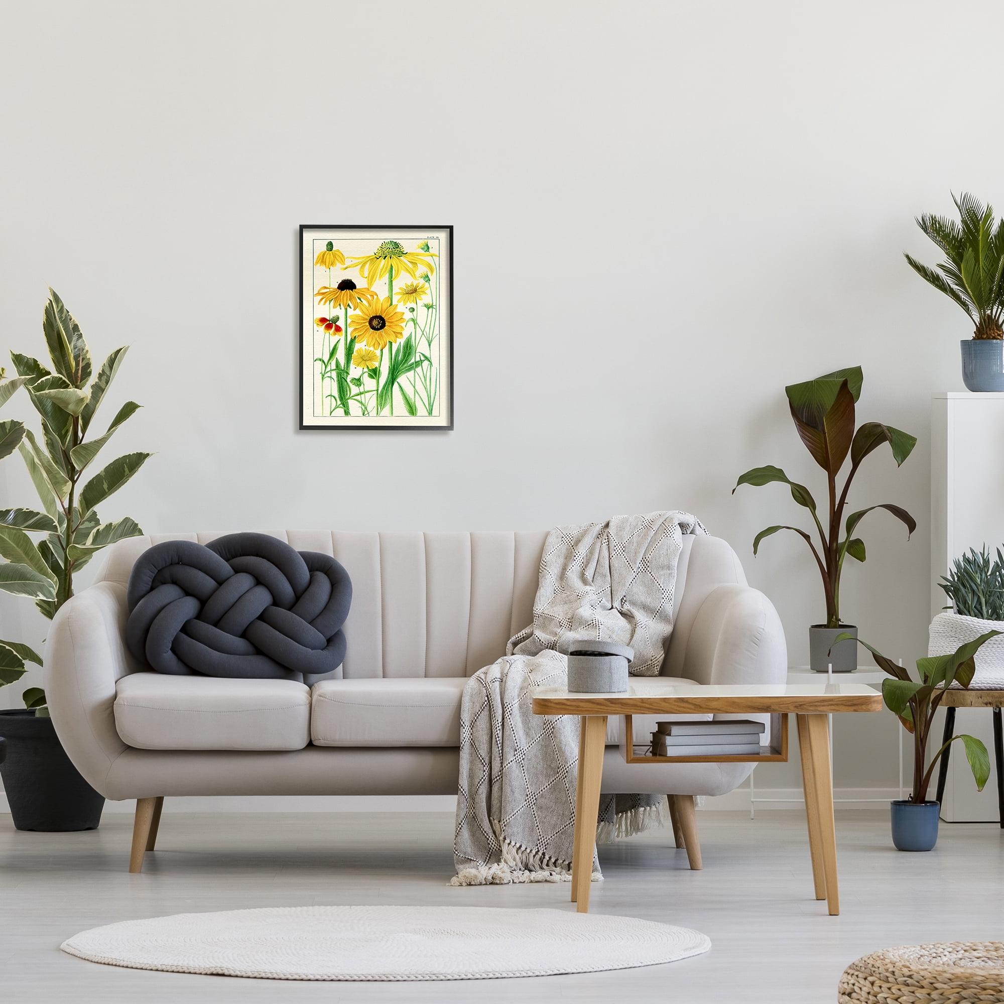 Stupell Industries Vintage Yellow Daisies Botanical & Floral Painting Black Framed Art Print Wall Art, 16 x 20