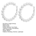 thumbnail image 7 of tasrioml Pair Huggie Earrings Faux Pearl Round Shape Exaggerated Solid Color Anti-allergy Lightweight Stainless Ear Decoration Jewelry Earrings, 7 of 7