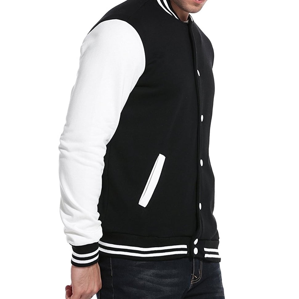 Men's Classic Snap Button Vintage Baseball Letterman Varsity