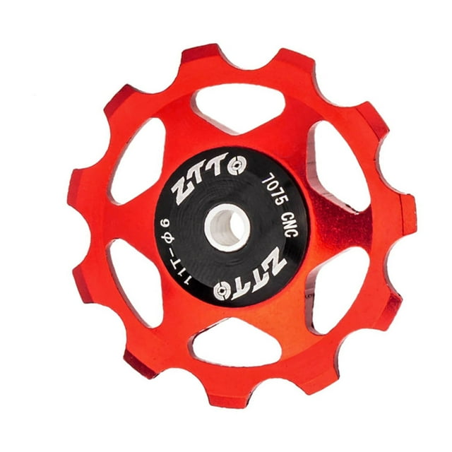 ZTTO Roue de Jockey en Alliage d'Aluminium 11T pour Vélos de Montagne et de Route, Couleur Rouge, Roulements en Acier Durables pour une Protection et des Performances Améliorées du Dérailleur