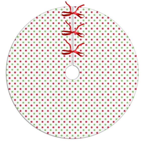 30 Inch Christmas Tree Skirt – Velvet Plush Tree Mat, Soft Thickened Polyester with Red Ties, Single-Sided Printing, Available in 30in/36in/48in, Perfect for Holiday Xmas Tree Decoration