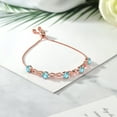 thumbnail image 3 of Gem Stone King 3.29 Ct Swiss Blue Topaz E-F Lab Grown Diamond 18K Rose Gold Plated Silver Women Infinity Adjustable Tennis Bracelet, 3 of 3