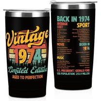 50th Birthday Gifts for Men Friends, 50th Birthday Decorations Tumbler, 20 oz Stainless Steel Vacuum Insulated Coffee Mug, Gifts for 50 Year Old Man, 1974 50th Birthday Travel Cup Black Drinking Cup