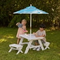 thumbnail image 2 of KidKraft Wooden Outdoor Table & Bench, Children's Furniture, White with Turquoise & White Umbrella, 2 of 12