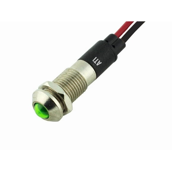 Alpinetech PL8B-G Green 12V 8mm 5/16" LED Metal Signal Indicator Pilot Dash Light